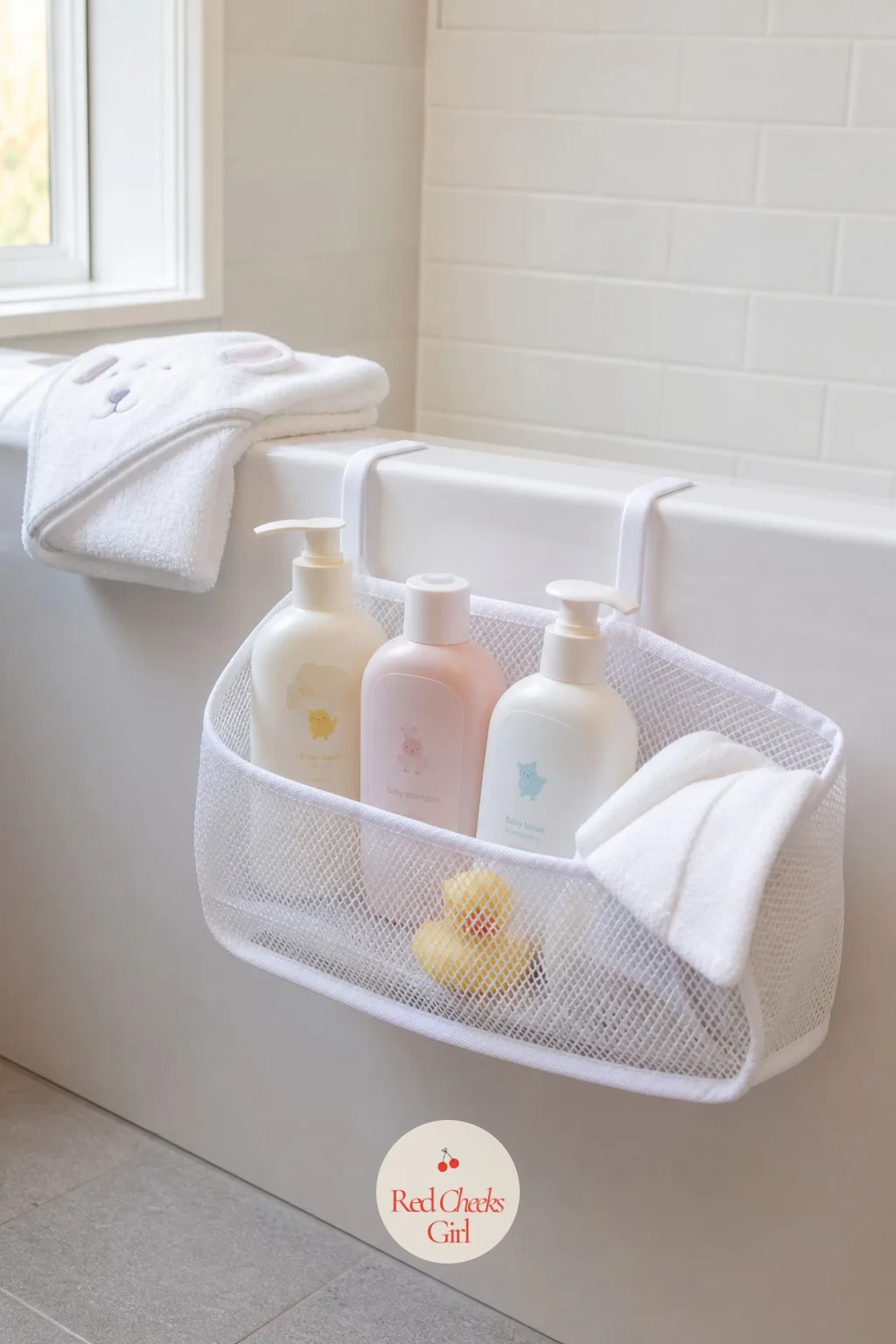 Bath Products in a Mesh Hanging Caddy — Most registries forget that a tub has no counter space, and a new parent ends up balancing bottles on the floor. Gender