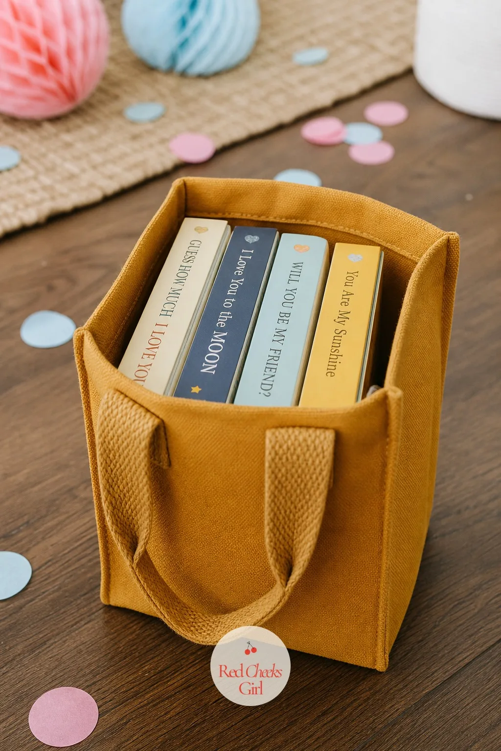 Board Book Bundle in a Canvas Tote — Books that show up loose in a gift bag tend to scatter within a week. Gender reveal gift ideas