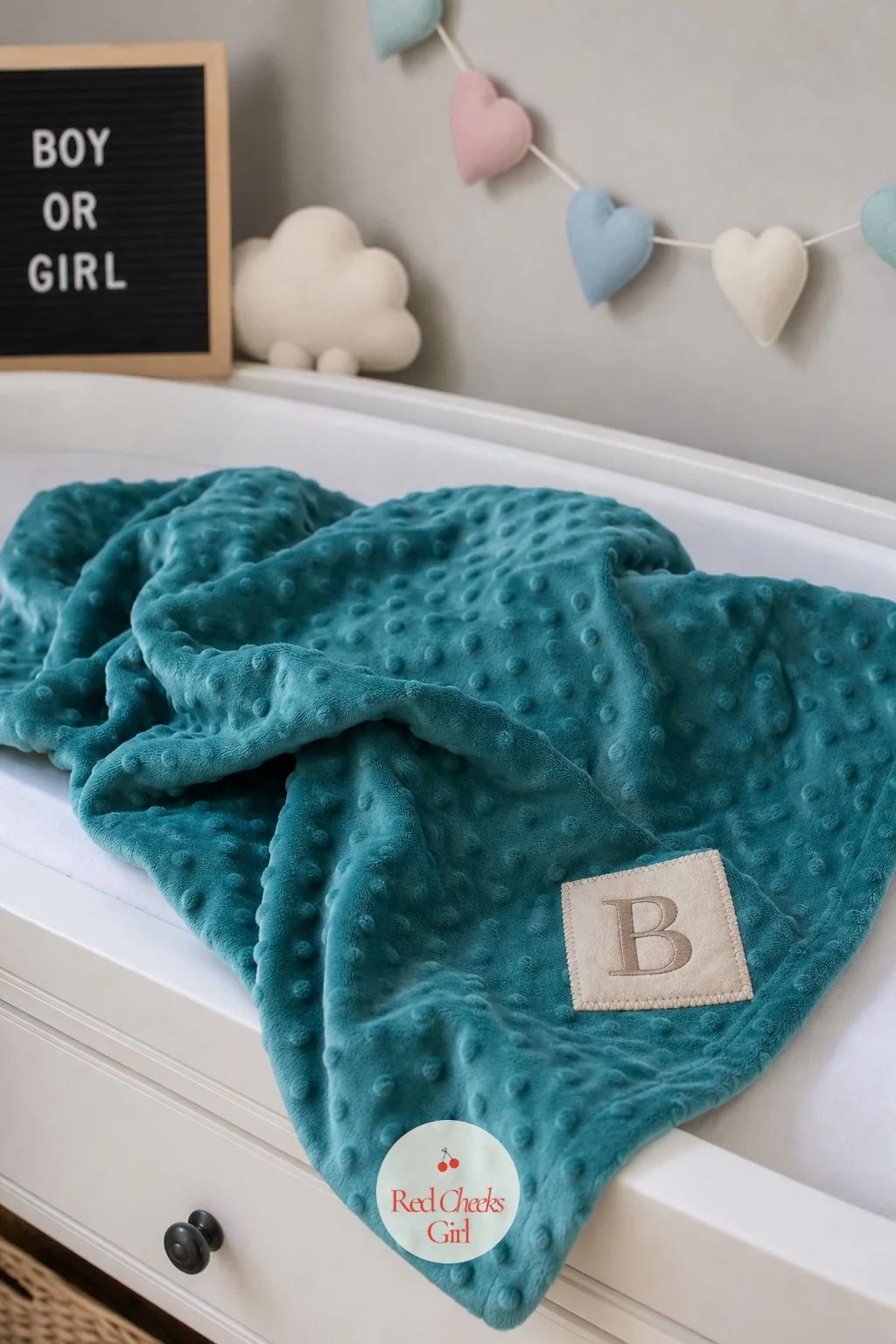 Minky Blanket With Sewn Initial Patch — Not every parent wants embroidery. Gender reveal gift ideas