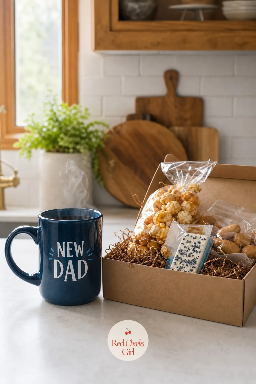 New Dad Mug and Snack Box — Dad usually gets a slap on the back and a quick congratulations, rarely a gift of his own at all. Gender reveal gift ideas