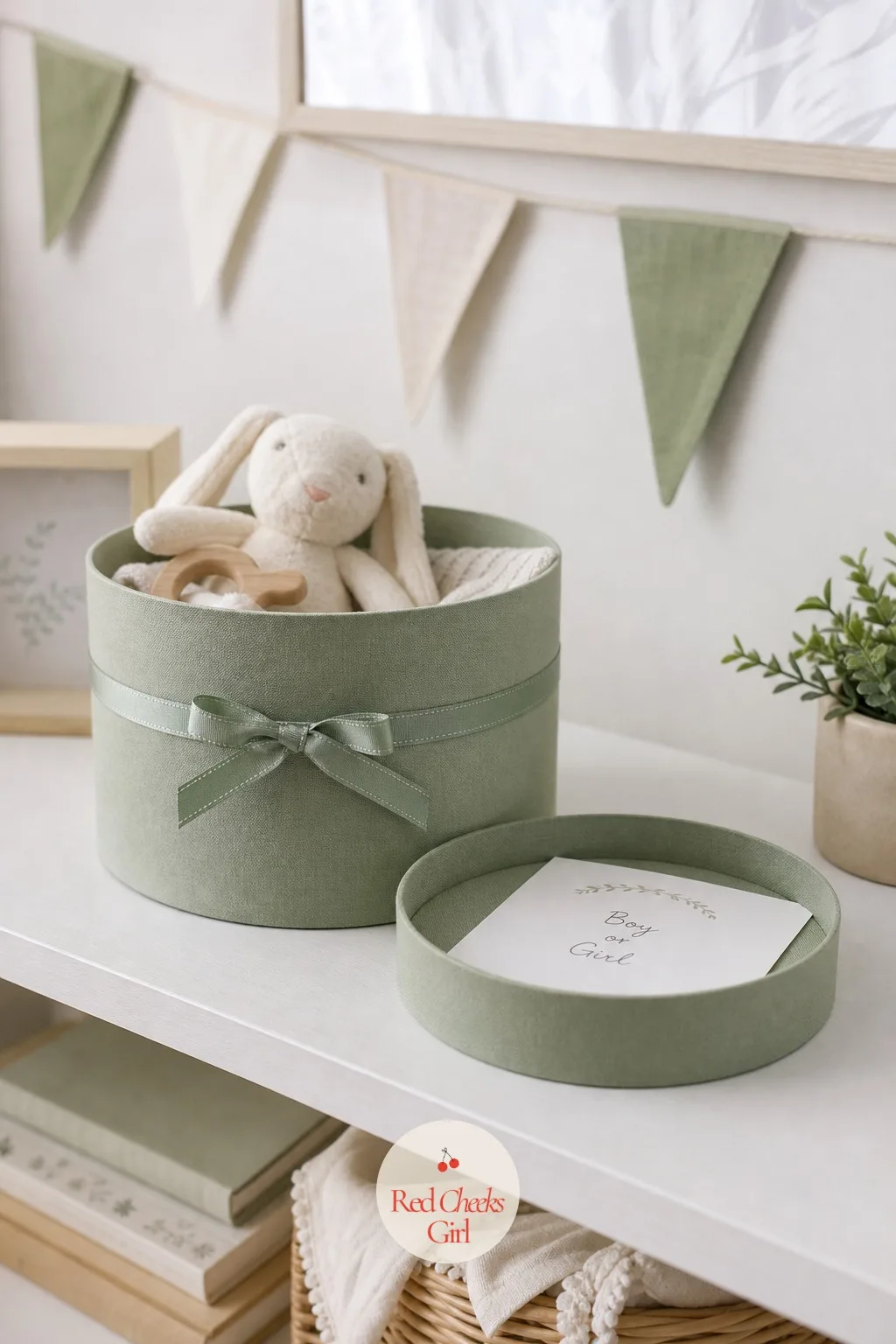Round Fabric Hatbox Keepsake Box — A box that only holds paperwork gets opened once and forgotten. Gender reveal gift ideas