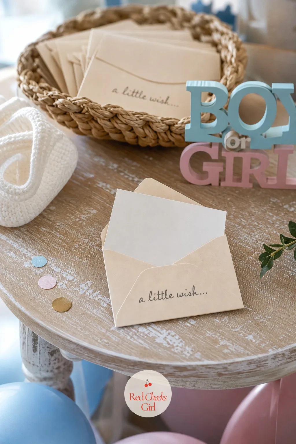 Wish Card in a Mini Envelope — A card feels like the smallest gift on this whole list, and it often means the most. Gender reveal gift ideas