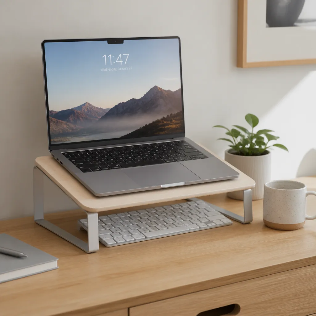 Adjustable Monitor Stand — By hour four of back to back calls, a laptop sitting flat on a desk turns into a neck problem nobody mentions out loud. Gifts for