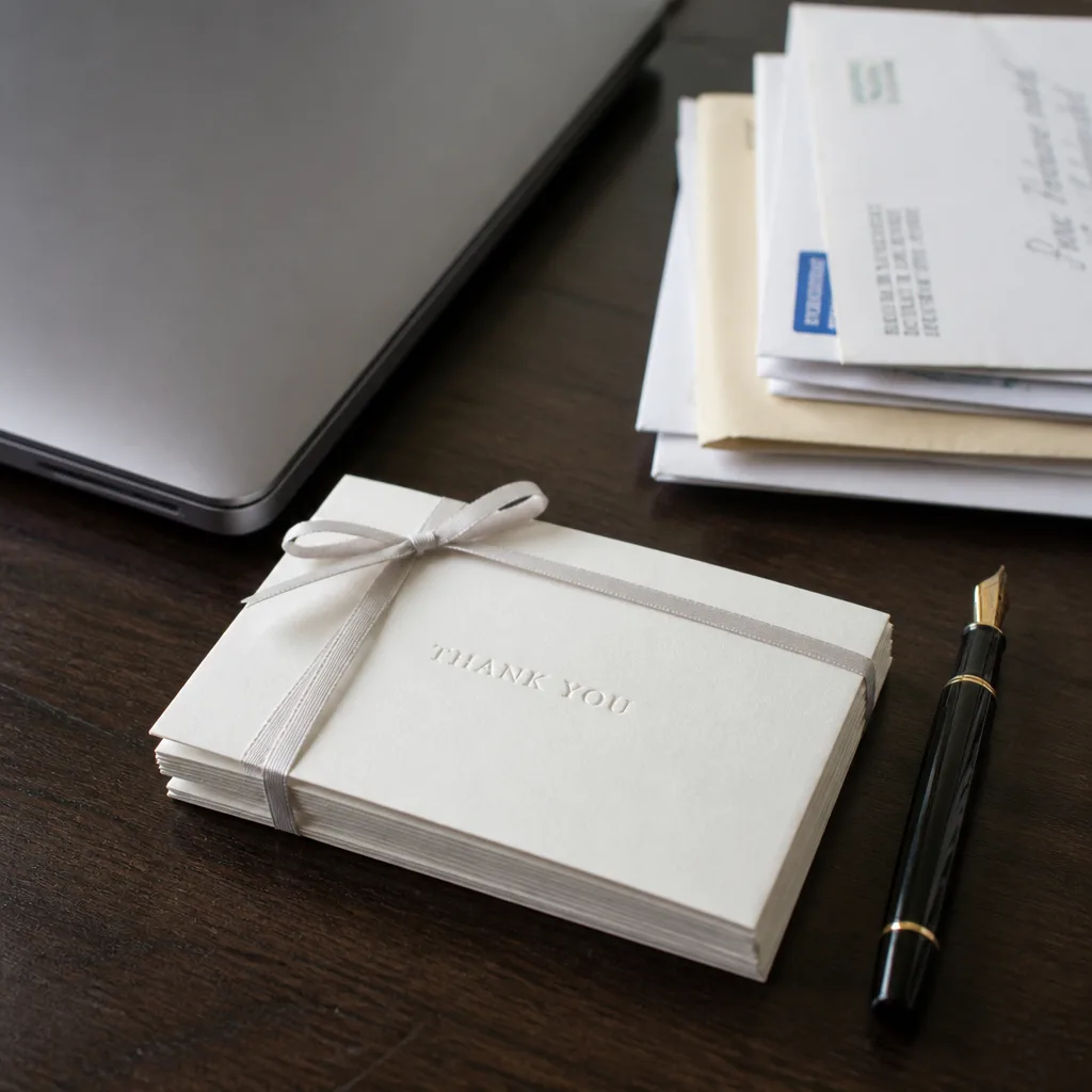 Letterpress Notecard Set — Email says thank you in the same font as everything else, which is to say it barely registers. Gifts for corporate girlies
