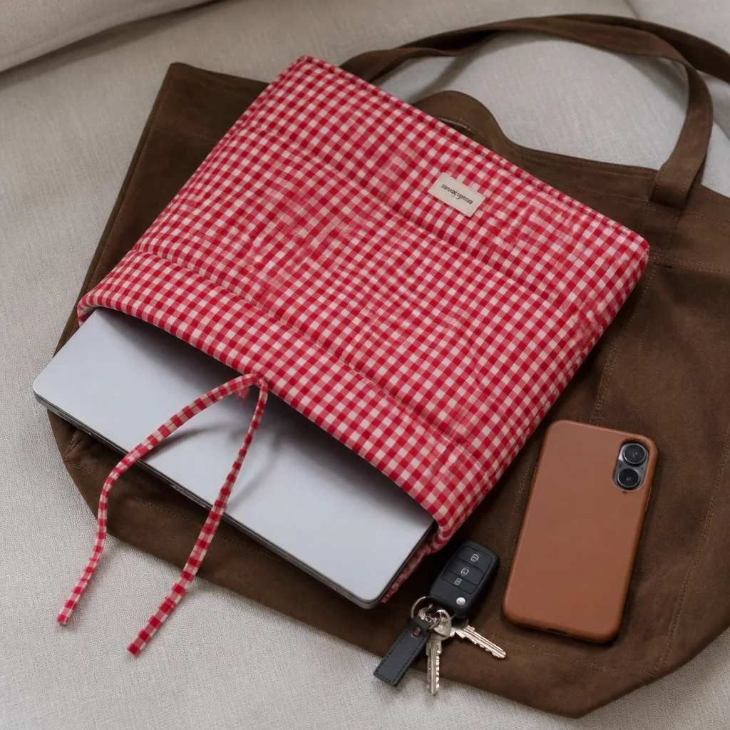 Quilted Laptop Sleeve — A laptop riding loose inside a tote picks up scratches fast, and most sleeves look like they came free with the machine. Gifts for