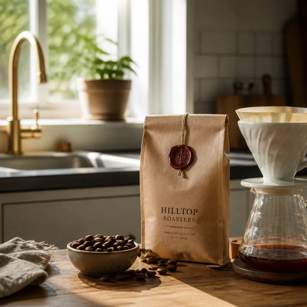 Cognac-Infused Coffee — A medium roast coffee with notes of cognac, apricot and caramel, sold in a gift-ready bag. Gifts for dad