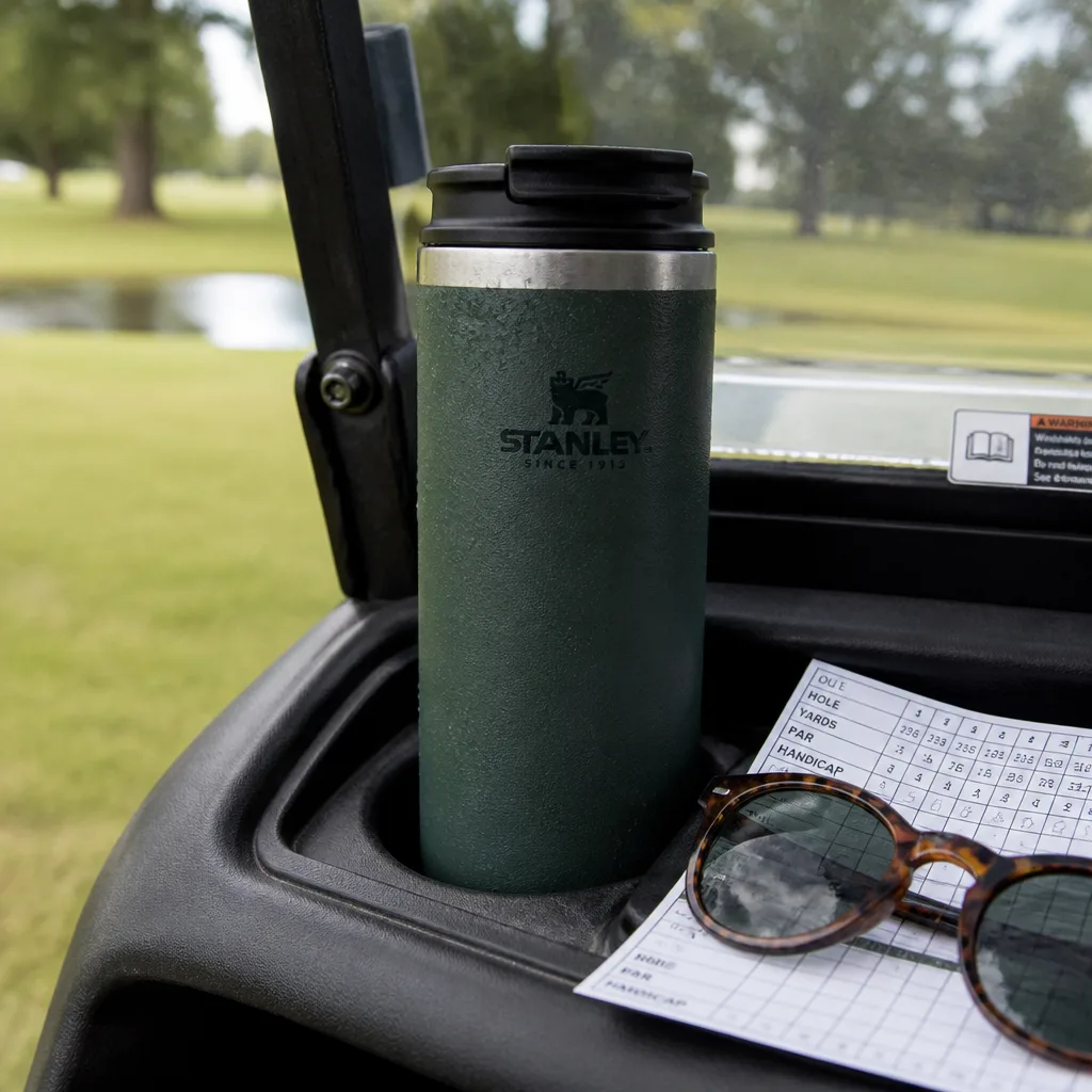 Insulated Travel Tumbler — A steel tumbler built to keep a cold drink cold through a full round of golf or a long tailgate. Gifts for dad