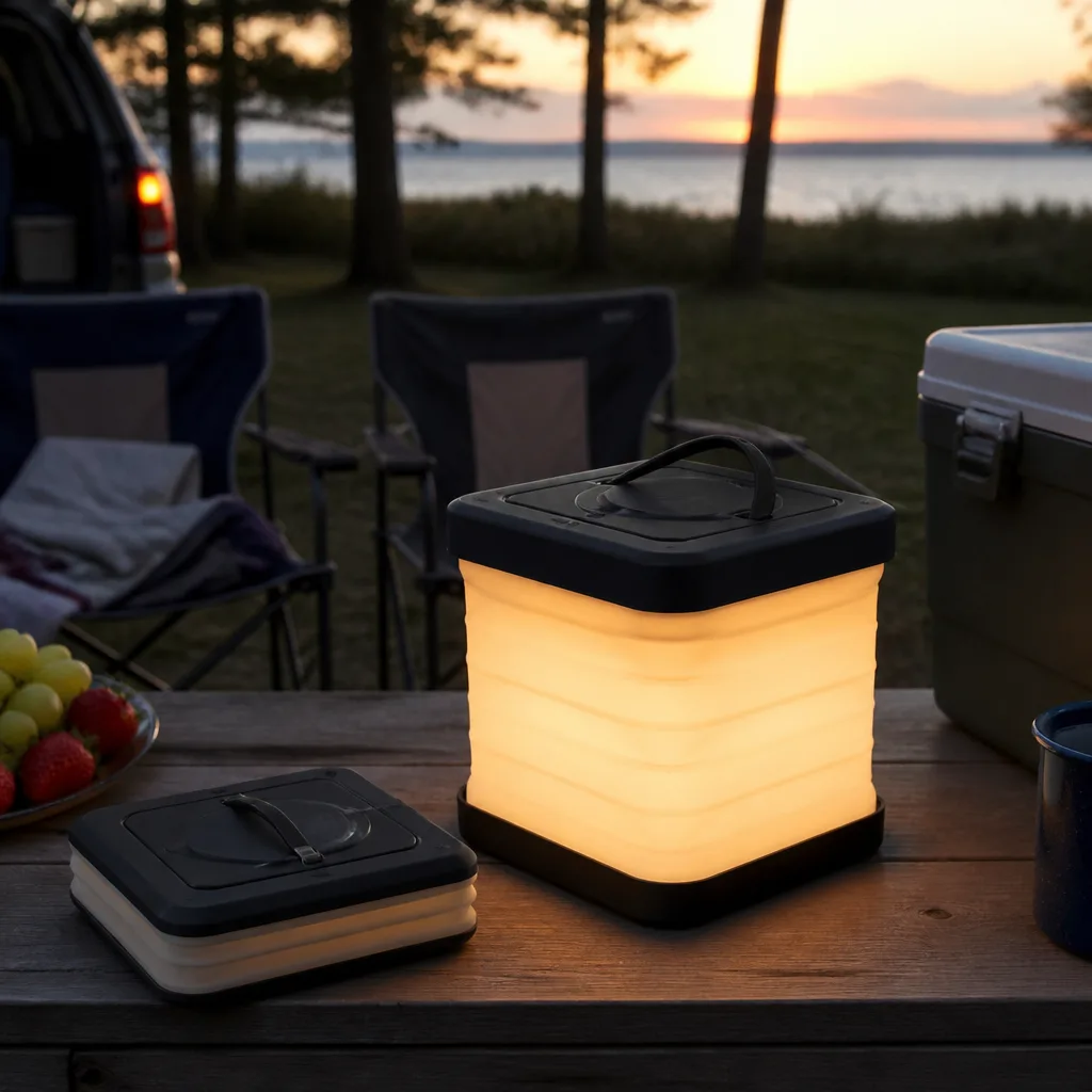 Rechargeable Camping Lantern — A collapsible lantern that charges on a cable instead of chewing through batteries, bright enough to light a whole campsite