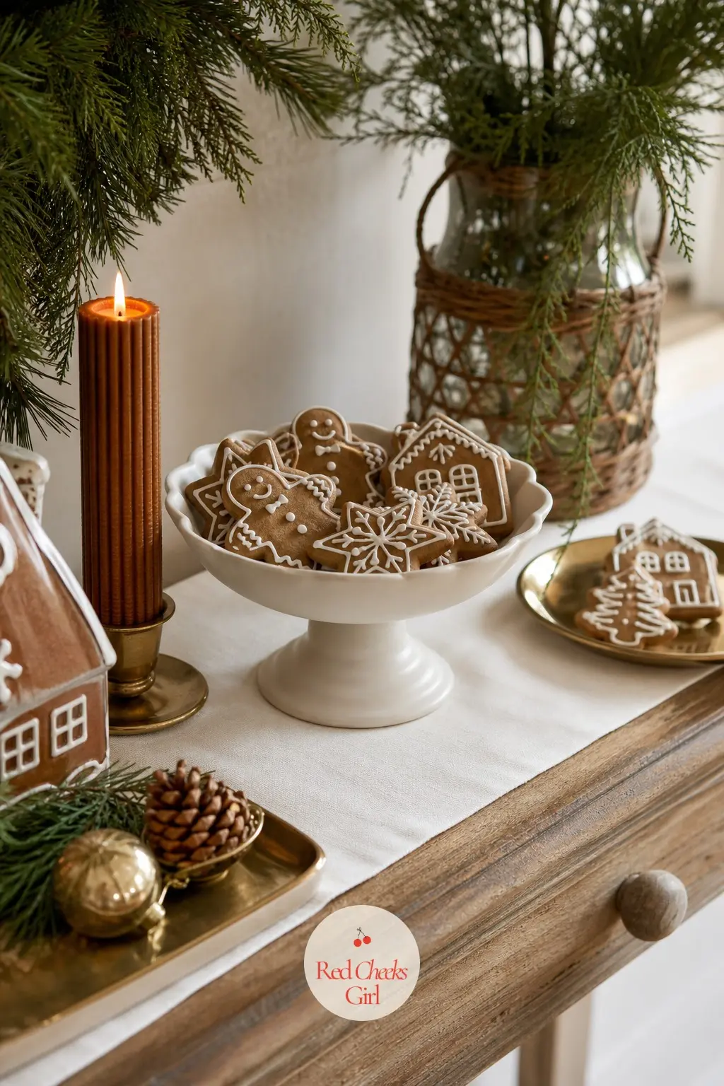 An Entryway Table Set Like a Bakery Counter — Dress the console just inside the door with a white runner, a bowl of iced cookies that guests can actually take