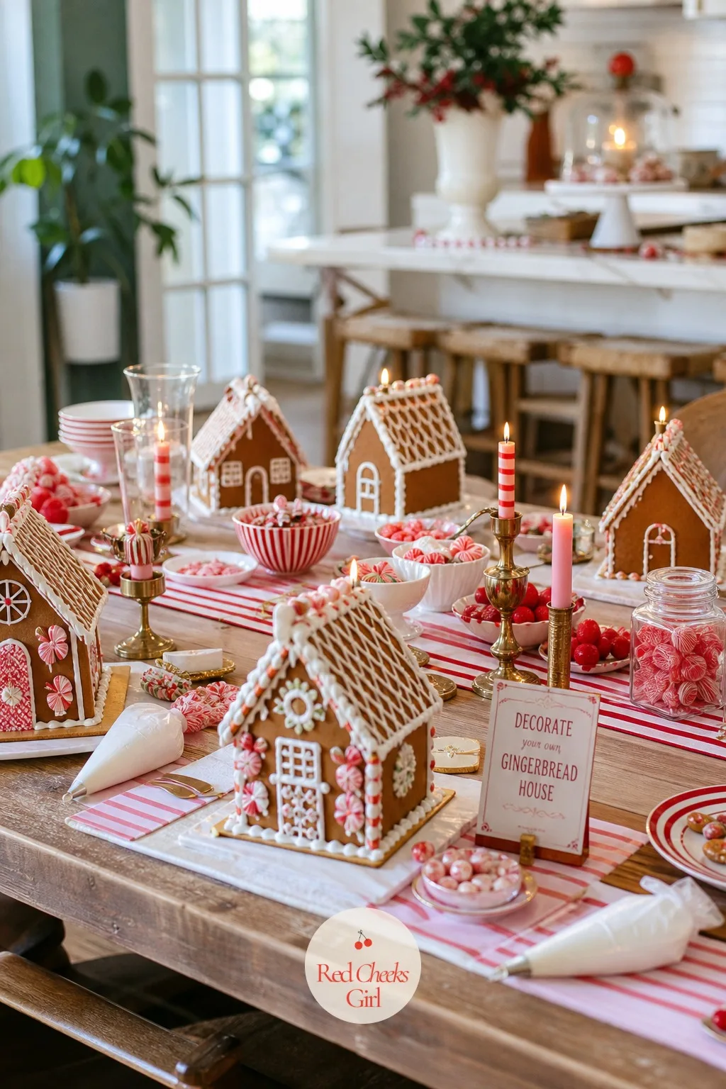 The Decorating Itself, Start To Finish — The decorating runs in one simple arc: everyone sits, finds their house and piping bag already in place, and the host