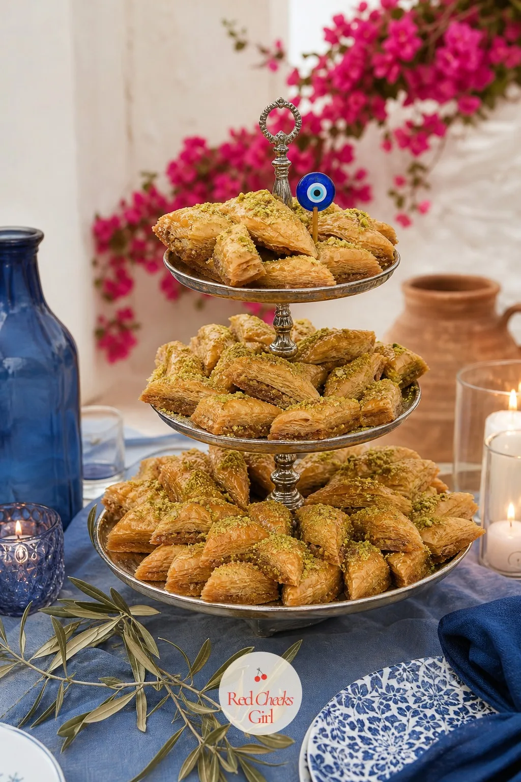 Honey Baklava Tower — Not everyone wants cake, and a Greek dessert table without baklava would feel incomplete. Greek wedding