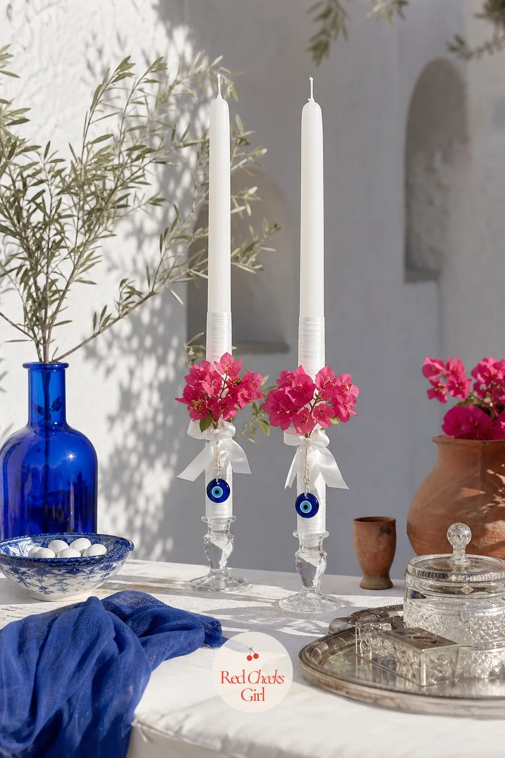 Wedding Candles (Lambades) — The couple carries these through part of the ceremony, so they are seen up close by everyone in the front rows. Greek wedding