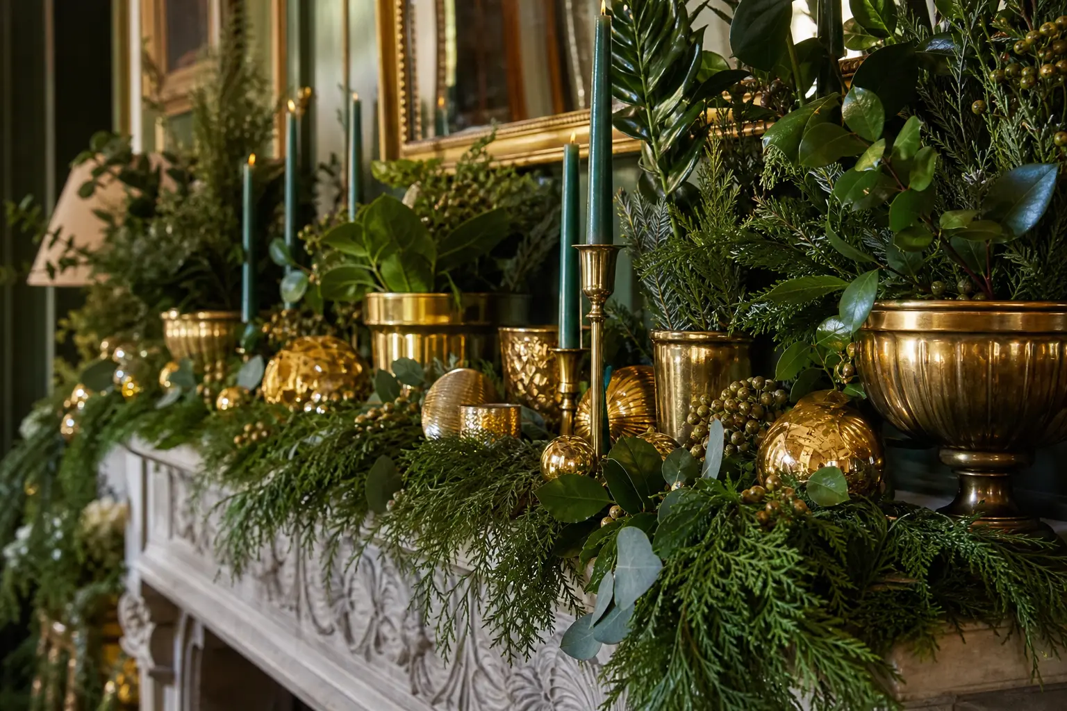 20 Green and Gold Christmas Decor Ideas With English-Manor Elegance