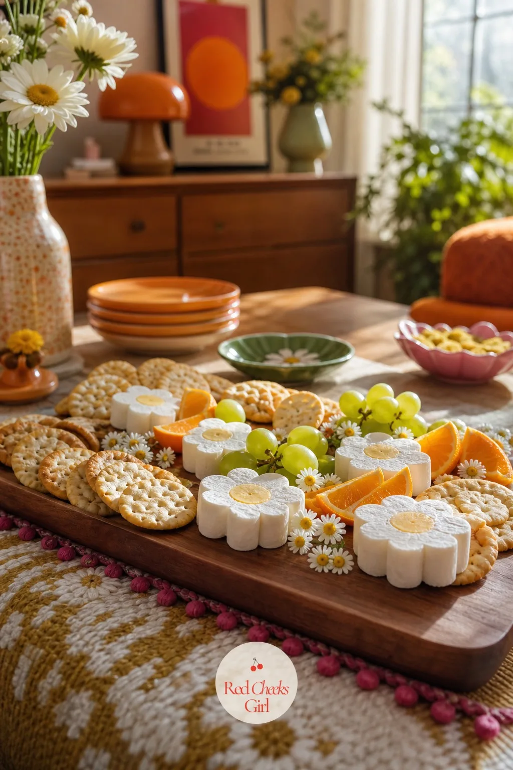Daisy Cheese And Cracker Board — A cheese board is the one savory item that somehow always looks intentional, and a few cut shapes turn an ordinary one into