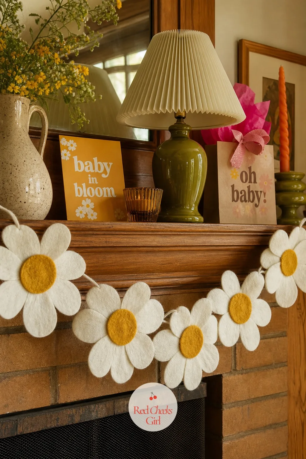 Daisy Garland Swag — A bare mantel or table edge looks unfinished even with everything else done right. Groovy baby shower ideas