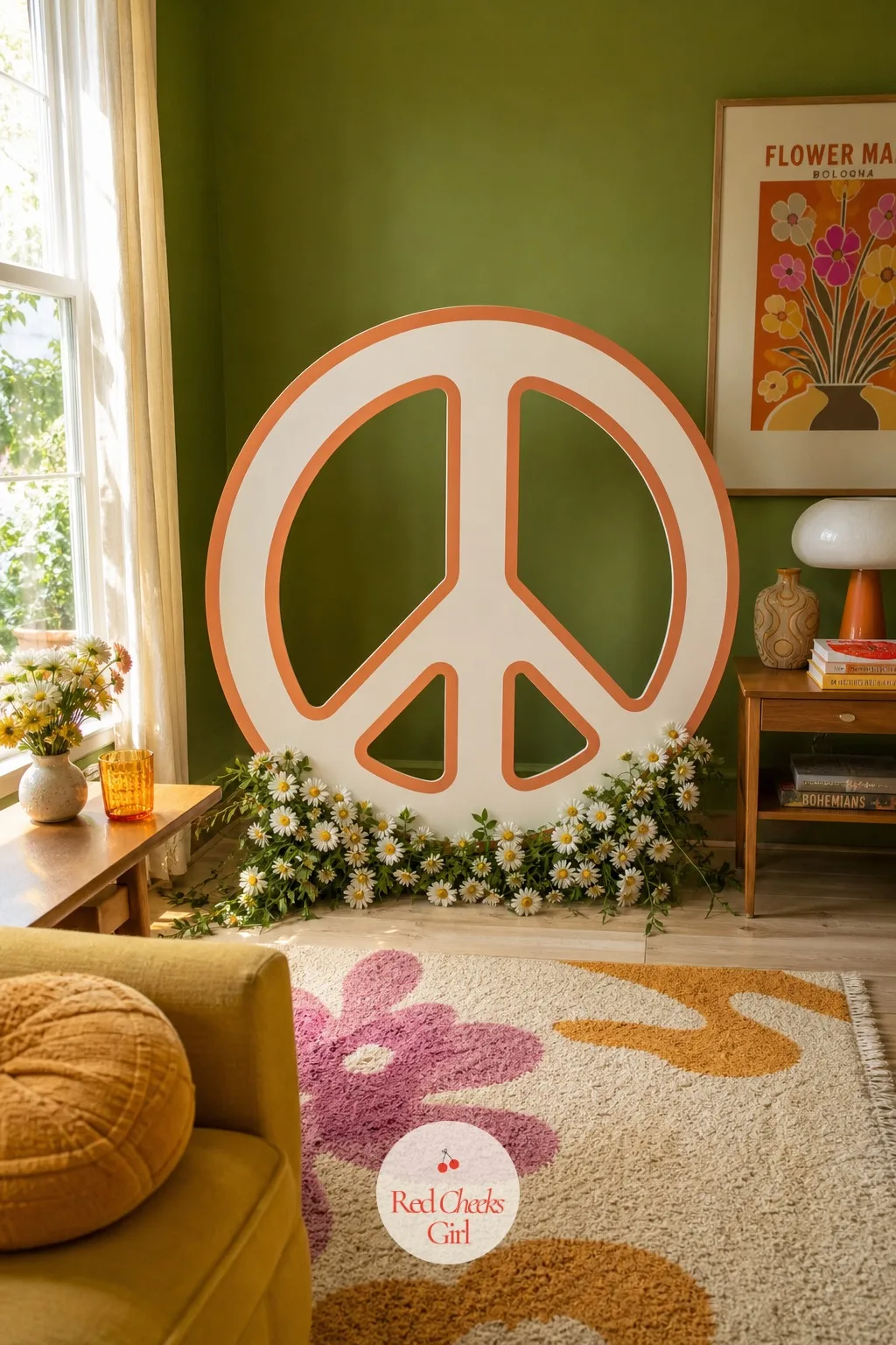 Peace Sign Photo Standee — A photo spot works best when nobody has to wait in a line for it. Groovy baby shower ideas