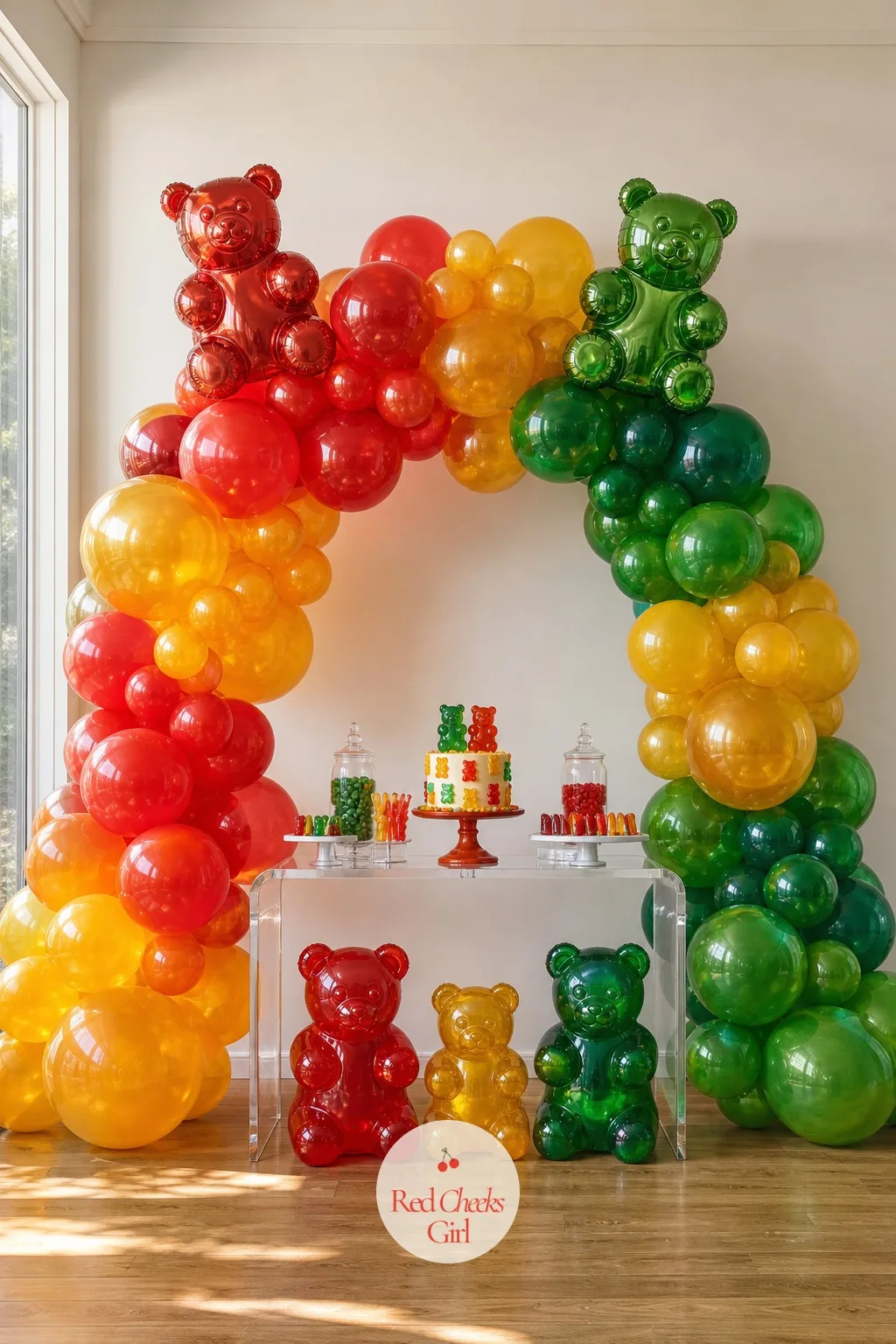 Giant Gummy Bear Balloon Backdrop — Walk through the door and the first thing she sees should be scale, not detail. Gummy bear birthday party