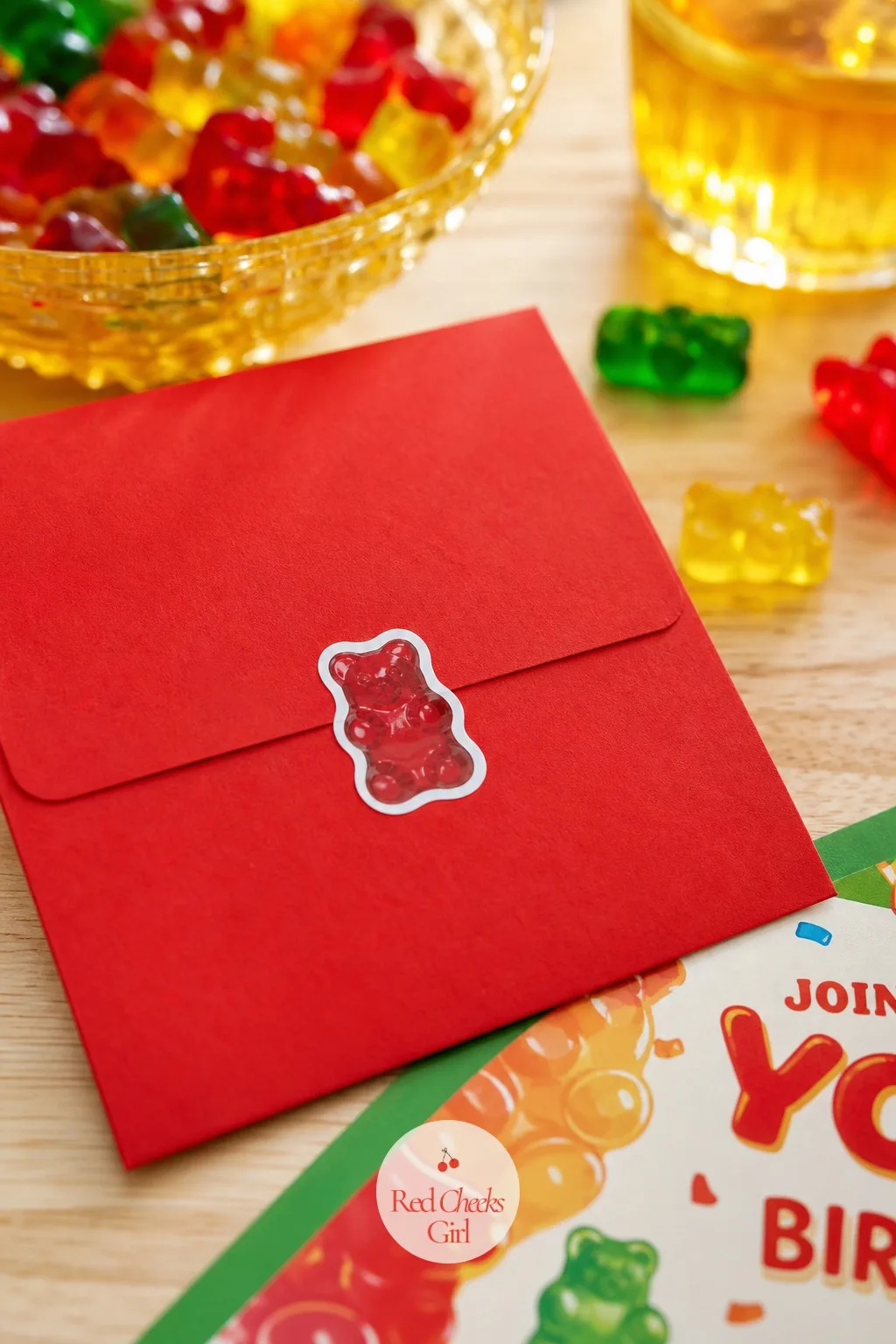 Gummy Bear Invitation — Not a graphic designer, fine, this card does not need one. Gummy bear birthday party