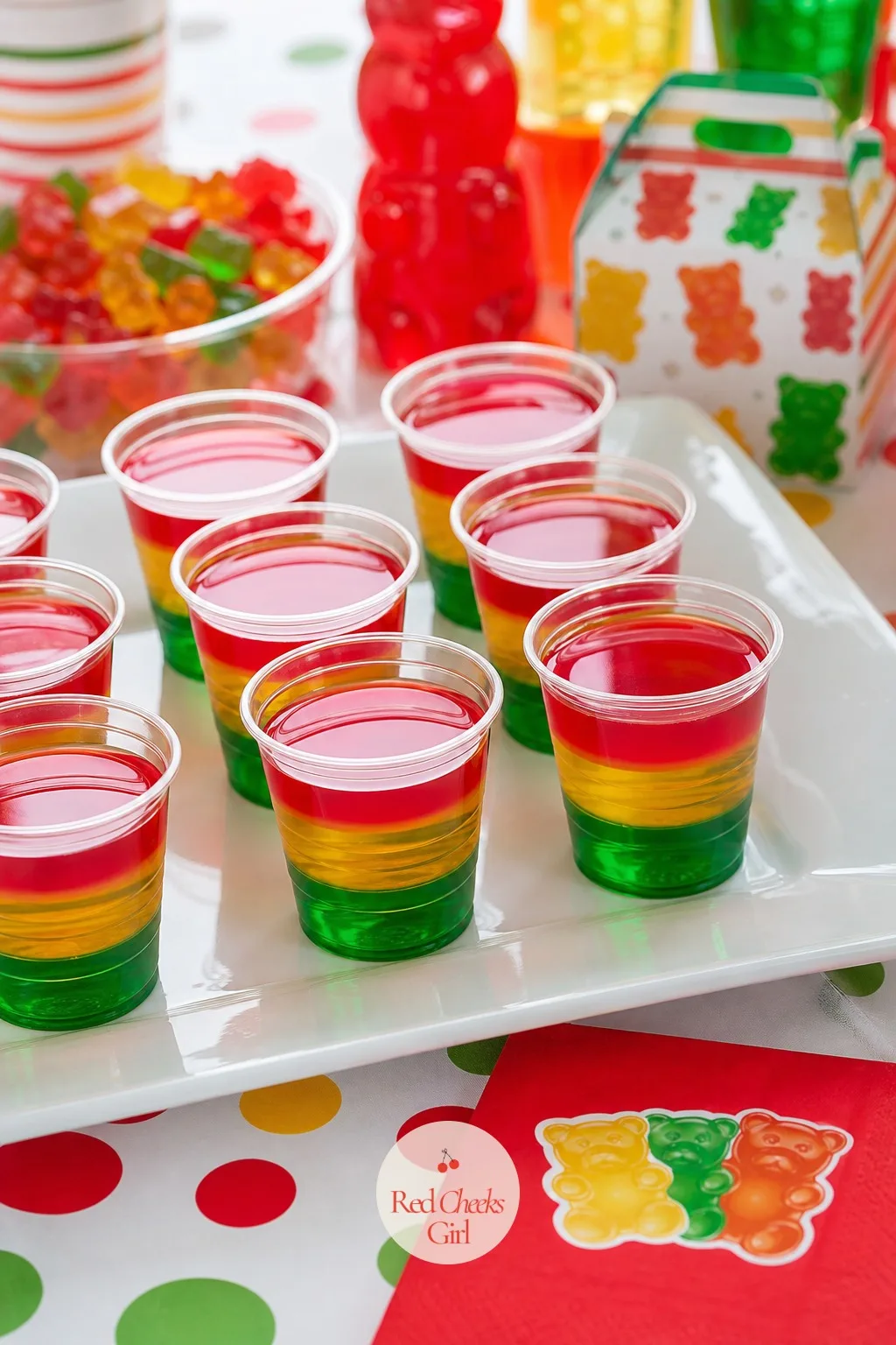 Rainbow Jello Cups — No churner needed here, just fridge space and a little patience. Gummy bear birthday party