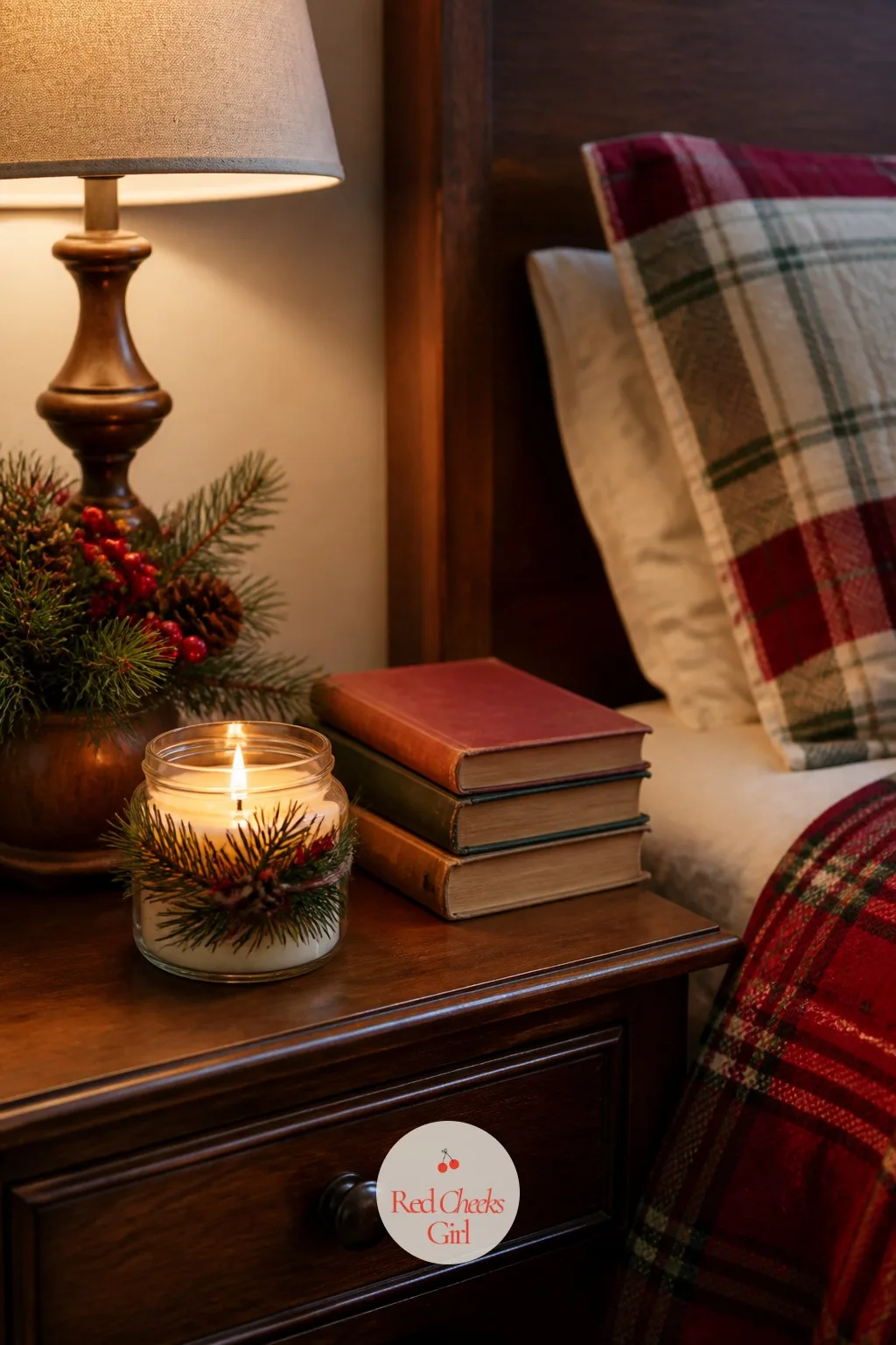 A Candle and a Stack of Books on the Nightstand — An empty nightstand makes a guest room feel like storage rather than somewhere to actually stay. Hallmark