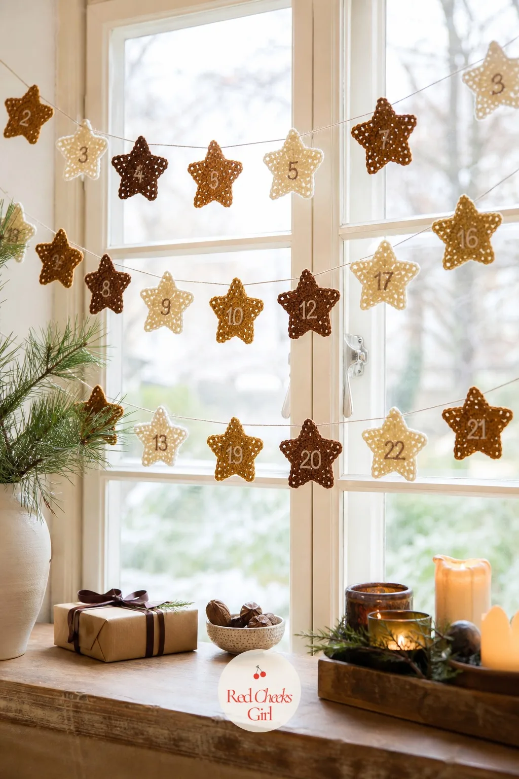 Crochet Star Garland Advent Countdown — Not every countdown needs a pocket. Handmade advent calendar