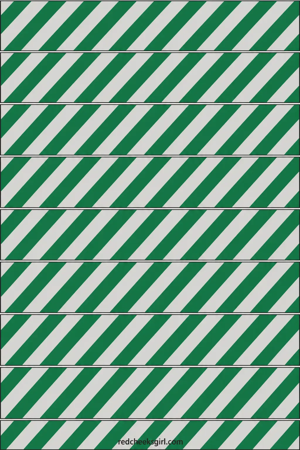 Emerald and Silver Striped Chain printable sheet — The cooler twin to the scarlet chain, this one runs emerald green against silver grey stripes and suits a