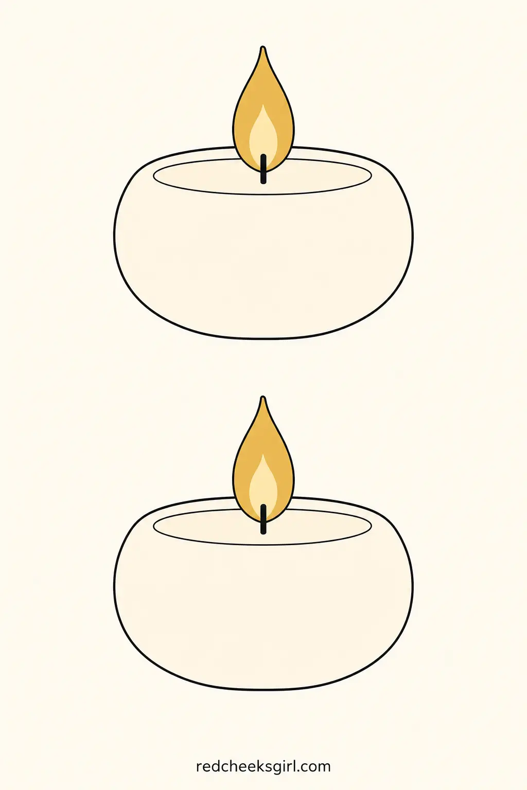 Floating Candle Garland printable sheet — A tall ivory candle with a soft gold flame, meant to be printed, cut and hung so the candles appear to drift at