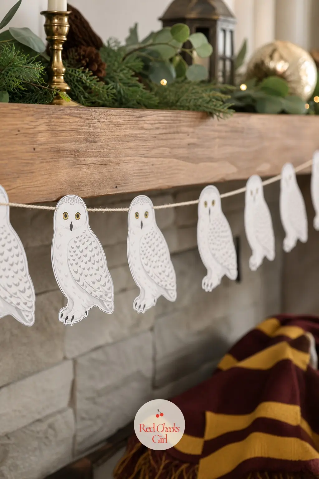 Snowy Owls on String — A perched snowy owl, wings folded and feathers shaded in soft grey against cream, is the single shape every reader expects somewhere in