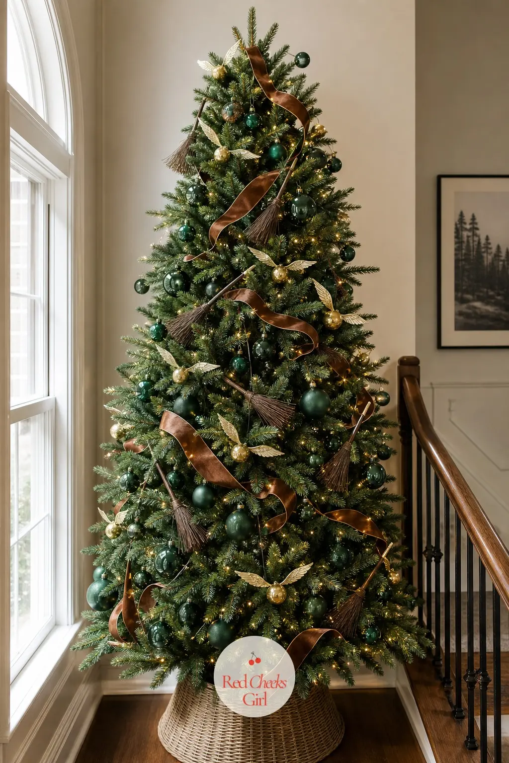 The Golden Snitch Quidditch Tree — A full-height artificial tree on a landing, built around the one object everyone spots first: the golden snitch. Harry
