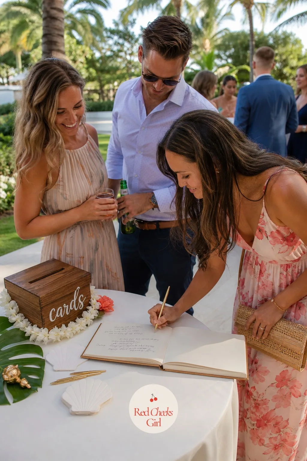 The Guest Book — A traditional bound guest book can feel out of place next to sand and salt air, and most sit unread in a drawer afterward. Hawaiian wedding