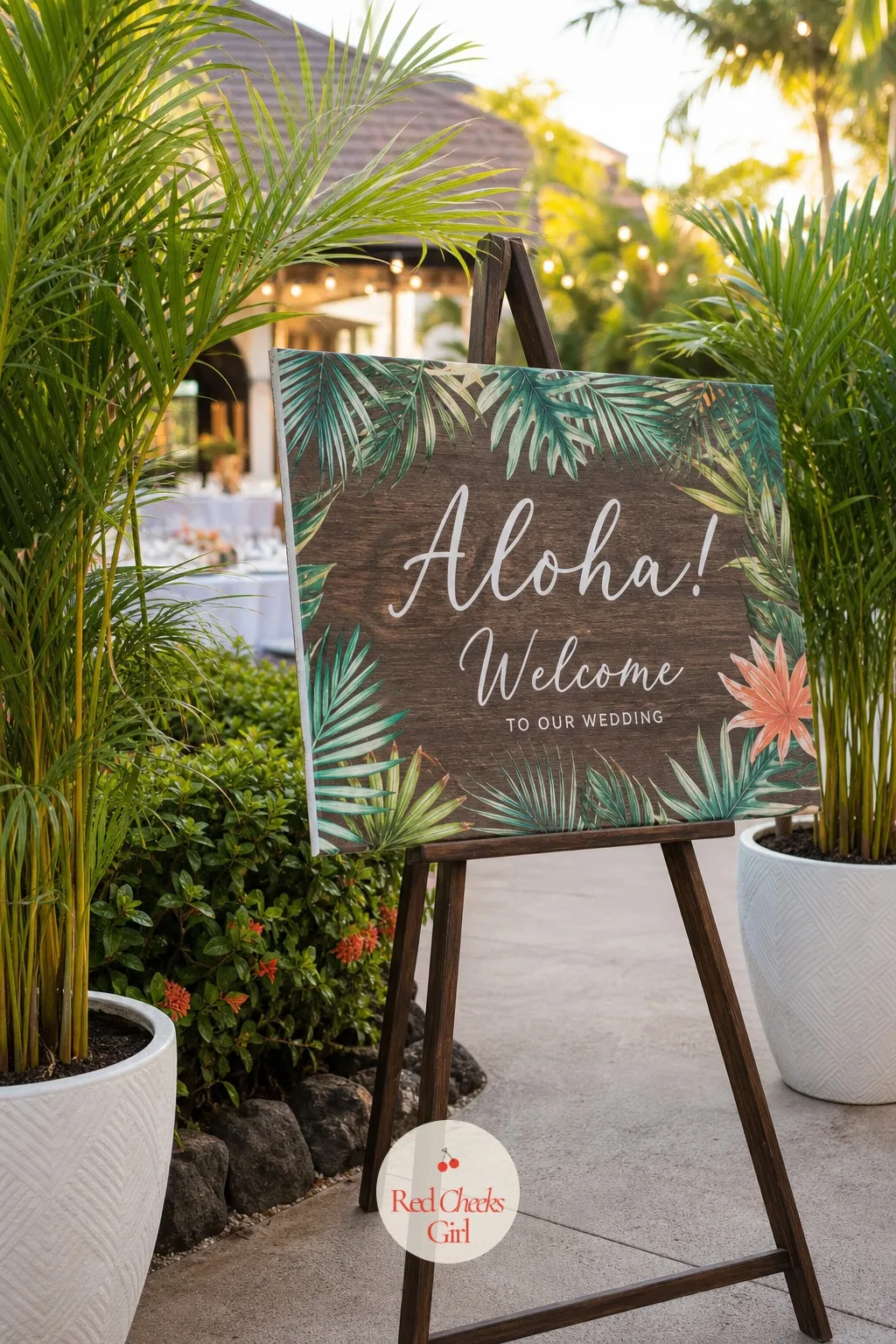 The Welcome Sign — Guests need to know within ten seconds of arriving that they are in the right place, and a sign sets the tone before a single lei goes on.