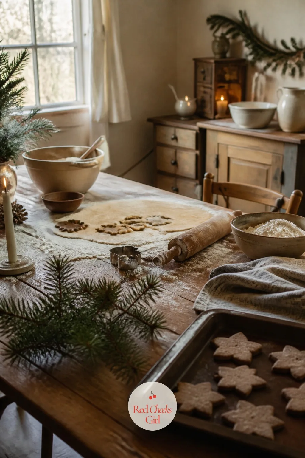 The Kitchen Table Mid Bake — The best kitchens in these films always look mid-task, flour on the table and something already cooling on a rack. The holiday