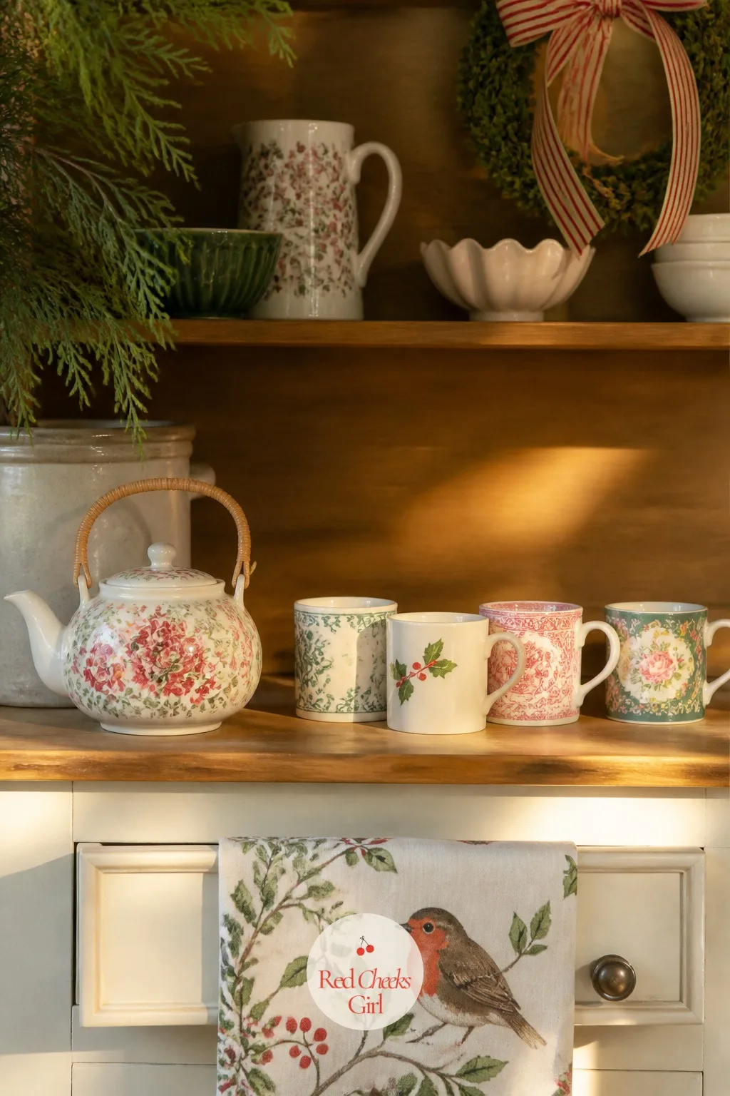 The Teapot and the Mismatched Mugs — Tea in this house is not an afterthought, it is practically a scene change. The holiday movie aesthetic