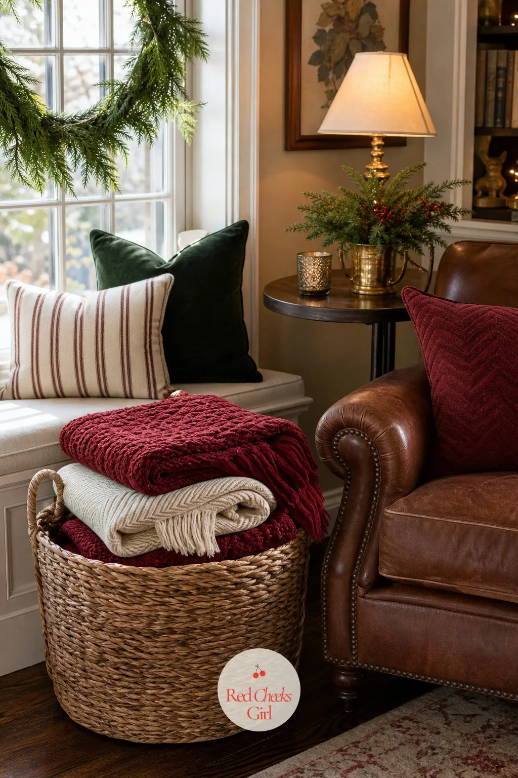 A Basket of Throws by the Window Seat — Not every guest wants to stand and graze for three hours, and a house with nowhere soft to land feels like a receiving