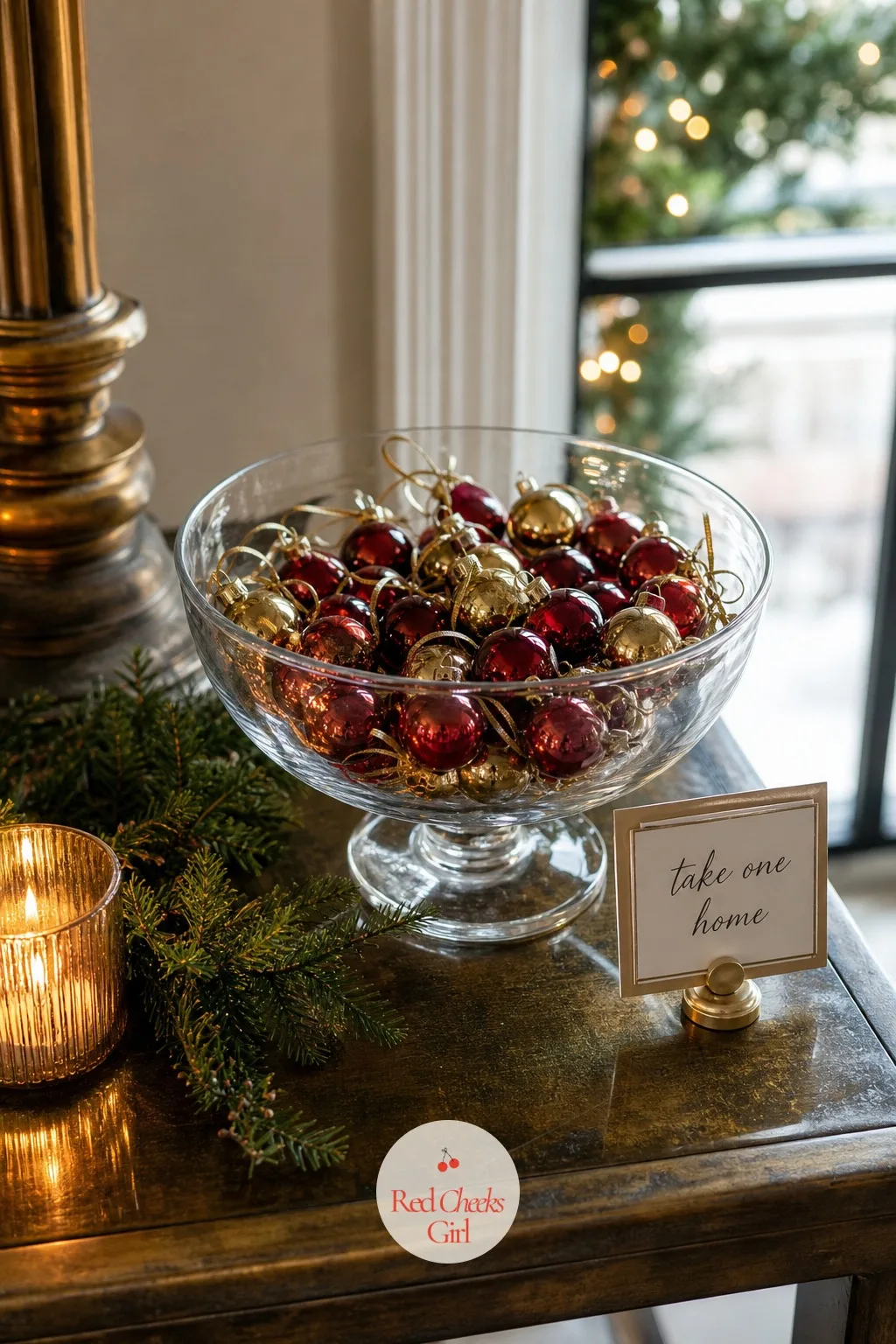 A Bowl of Mini Glass Ornaments to Take One — A favour that costs real money for forty guests is a budget problem nobody needs during the busiest month of the