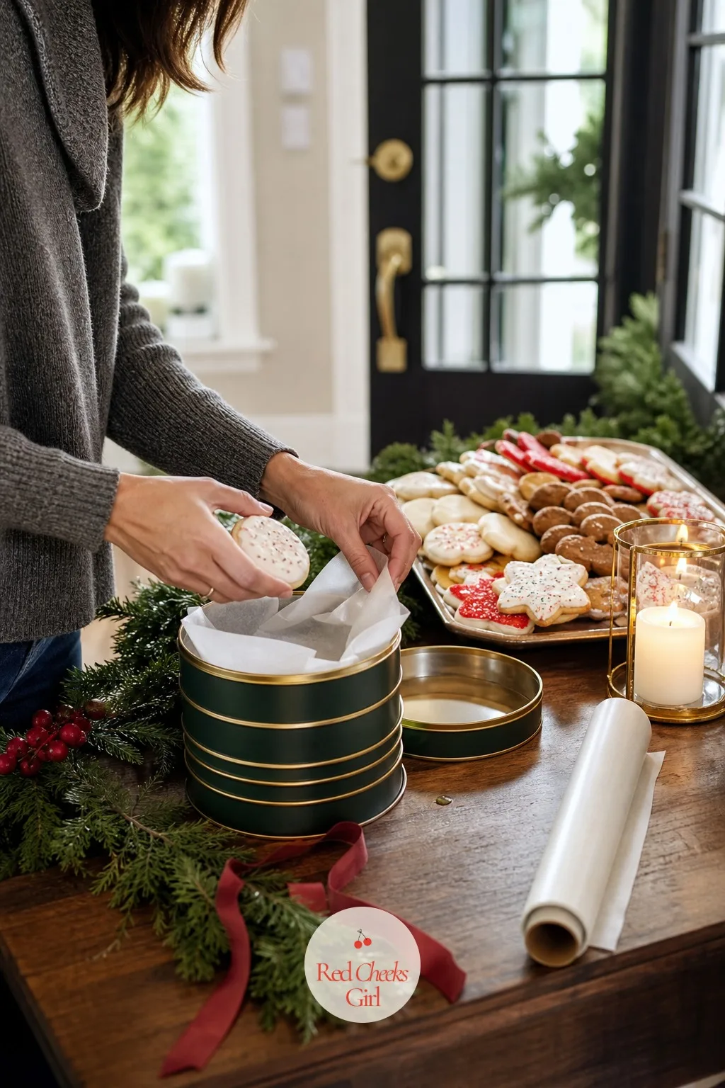 Cookie Tins Guests Fill and Take Home — Sending a guest home with nothing feels like the afternoon just stopped rather than ended properly. Holiday open house