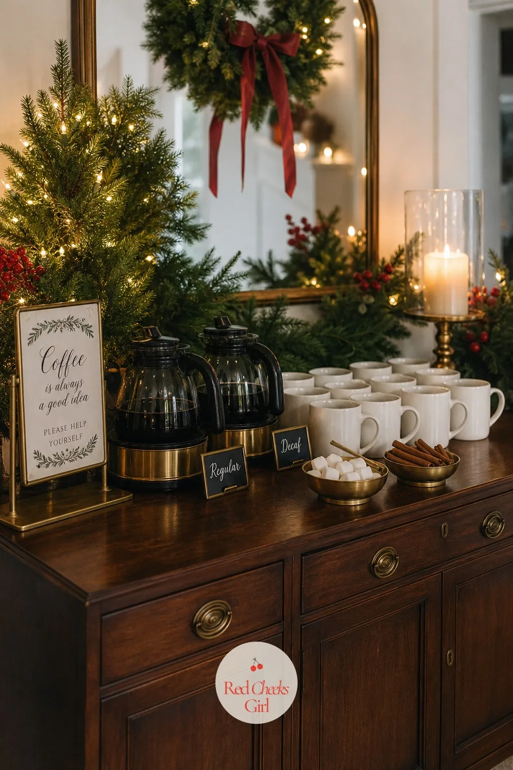 A Self-Serve Coffee Corner on the Sideboard — An afternoon open house pulls in guests who do not want cider or a cocktail at all, and leaving them with instant