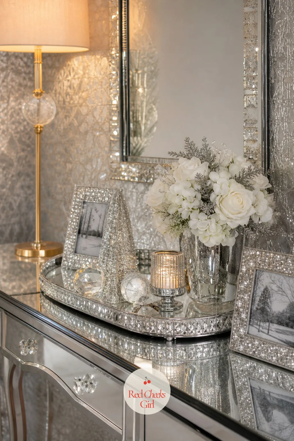 The Console, Dressed Like a Vanity — The entry console gets seen by every single guest, twice, and still gets decorated last if it gets decorated at all. Holly