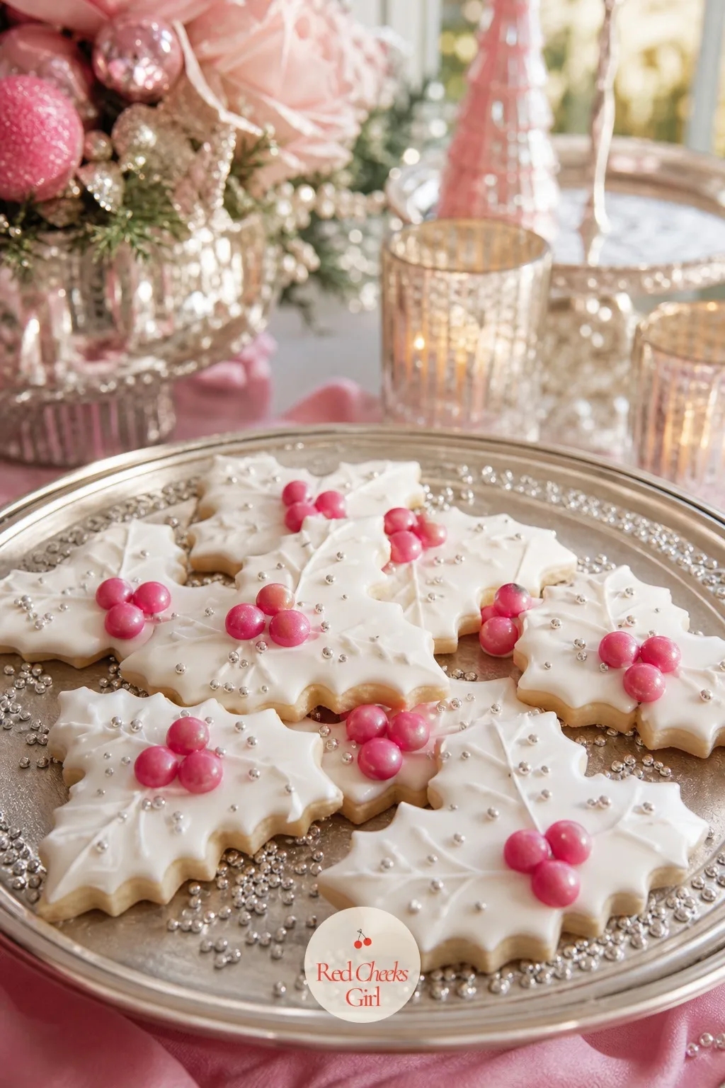 Cookies Iced Like Holly Berries — A plain sugar cookie plate disappears into every other dessert table ever assembled. Holly dolly parton christmas