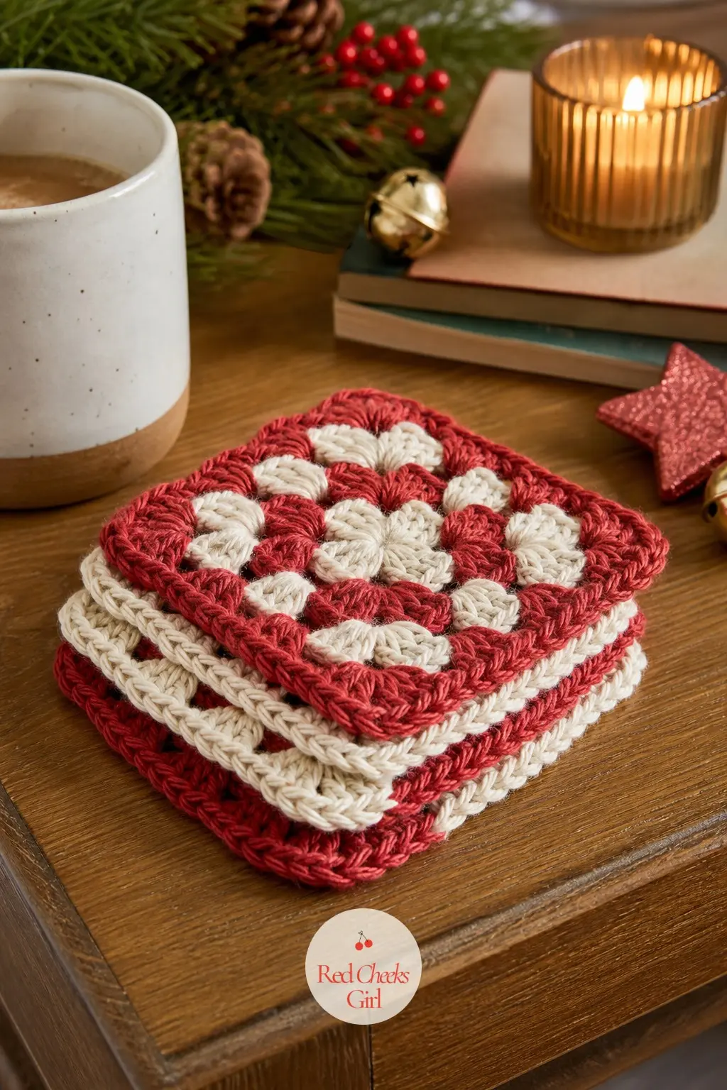 Granny Square Coasters — She only knows one crochet stitch, and that is genuinely enough for this one. Homemade christmas gift ideas