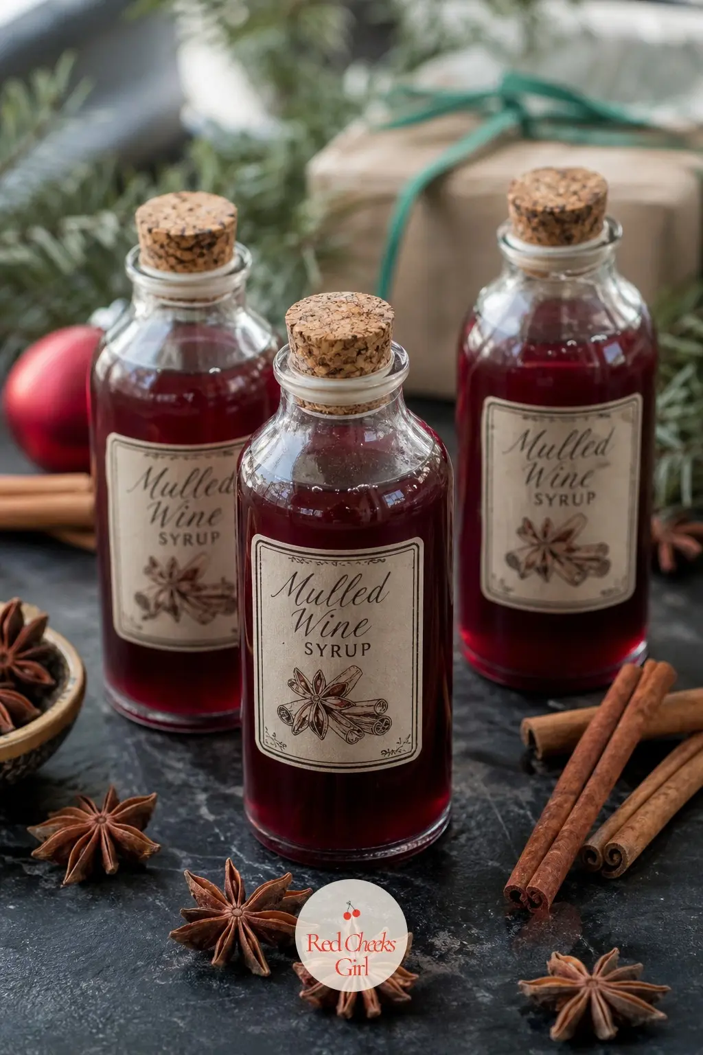 Mulled Wine Syrup Bottles — Her wine rack is already drowning in bottles people bring to dinner. Homemade christmas gift ideas