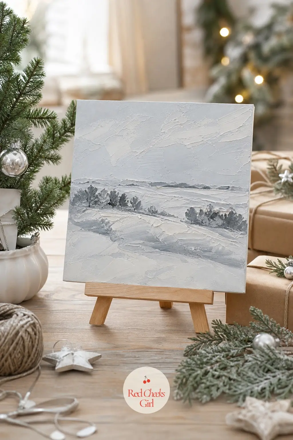 Palette-Knife Winter Landscape — She is convinced she cannot paint. Homemade christmas gift ideas