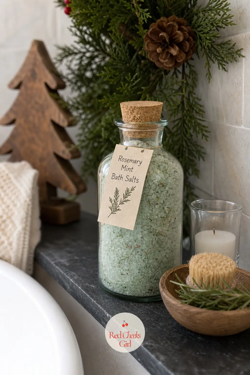 Rosemary Mint Bath Salts — Bath salts always seem to arrive in a jar that looks like it came from a dollar store shelf. Homemade christmas gift ideas