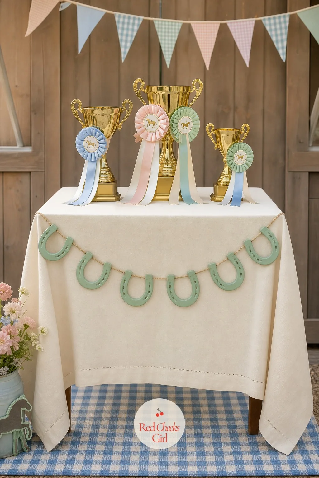 The Champions Table — Every horse show has a trophy table, and this is the party version of it, small enough for a side table but it does not skimp on the