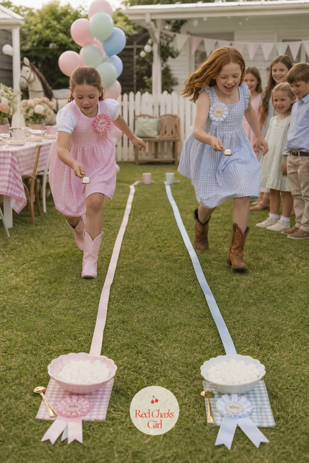 The Sugar Cube Relay — Split the group into two lines, each with a bowl of sugar cubes and a spoon at the front. Horse theme birthday party