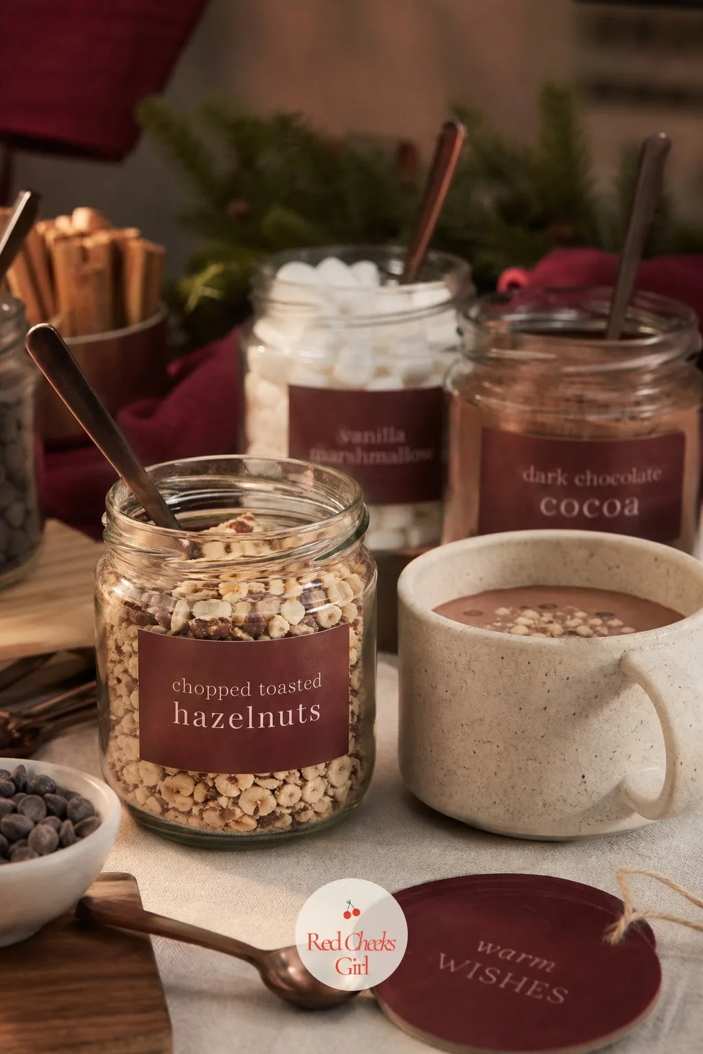 Chopped Toasted Hazelnut Jar — Toast the hazelnuts eight minutes before guests arrive and the whole kitchen smells like the party has already started. Hot
