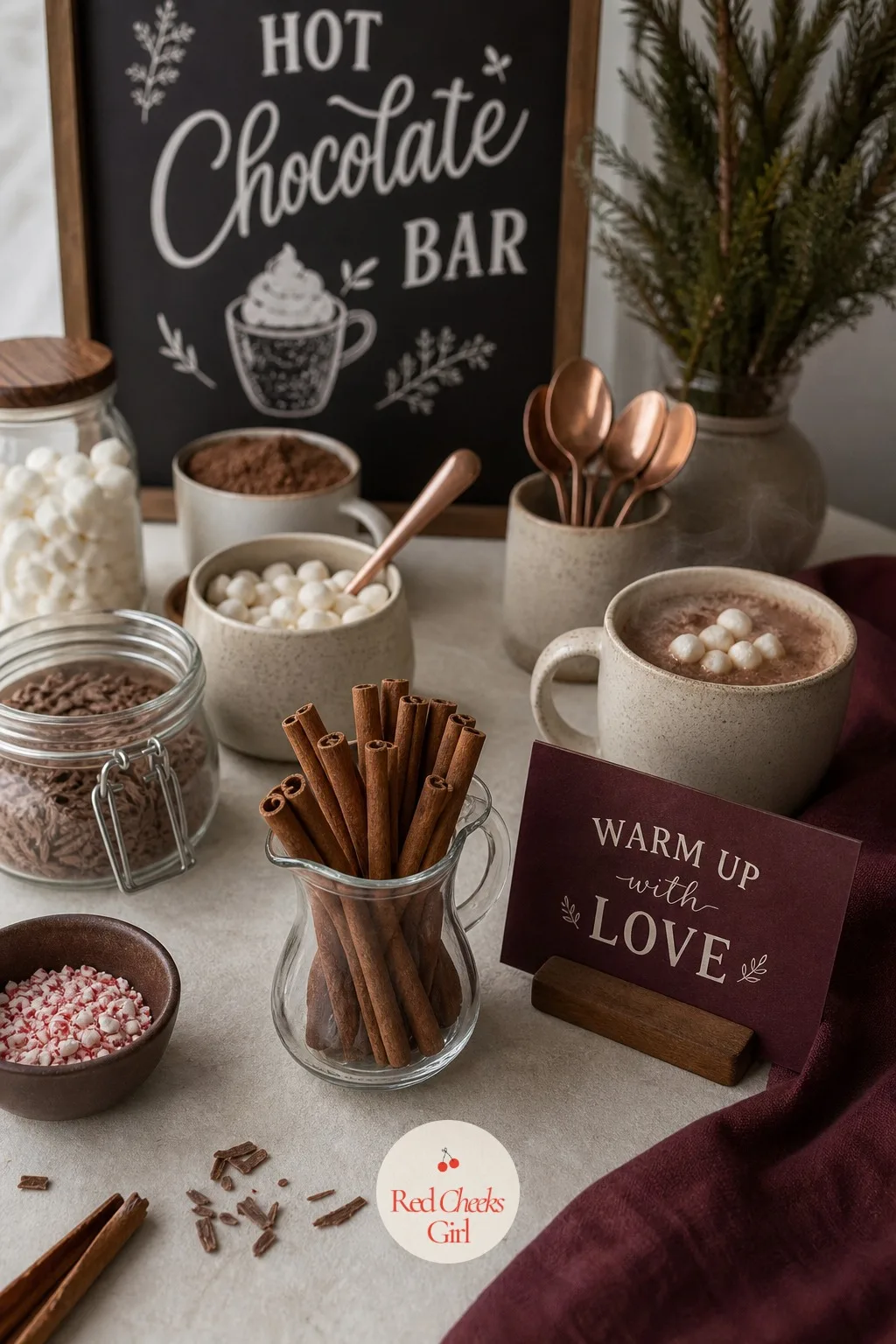Cinnamon Stick Bundle in a Jug — A cinnamon stick does double duty here, stirring the cup and perfuming it at the same time, which a shaker of ground cinnamon