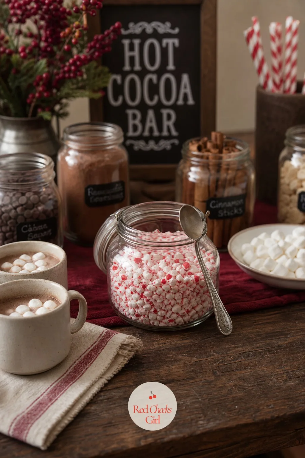 Crushed Candy Cane Jar — There is a particular cold crunch to candy cane shards that nothing else on the table replicates, and it only works crushed, never