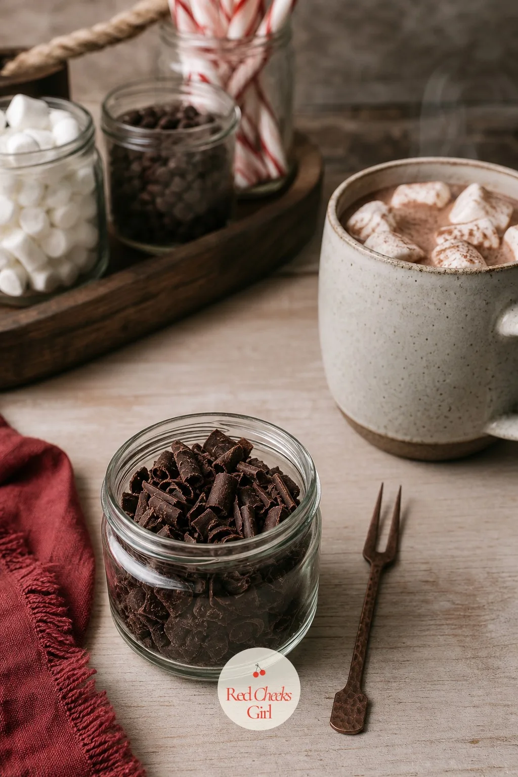 Shaved Chocolate Curls Jar — A chocolate chip just sits on the surface of hot cocoa, stubborn and whole. Hot chocolate bar ideas