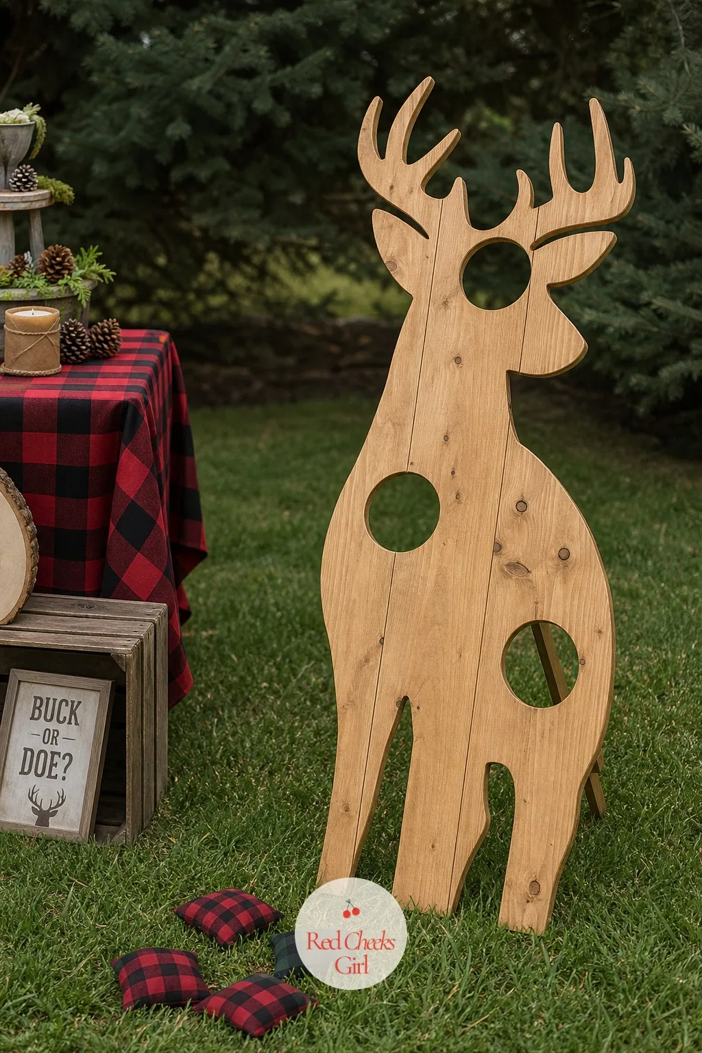 Buck Silhouette Bean Bag Toss — Lawn games earn their keep at an afternoon shower, and this one gets a laugh the second someone sees the shape. Hunting theme